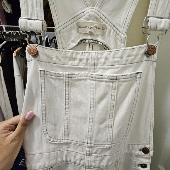 Women's White Denim Overalls - Picture 4 of 4